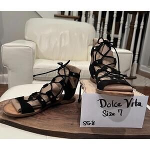 Dolce Vita Lace Up Gladiator Sandals Womens Size 7 Black Strappy